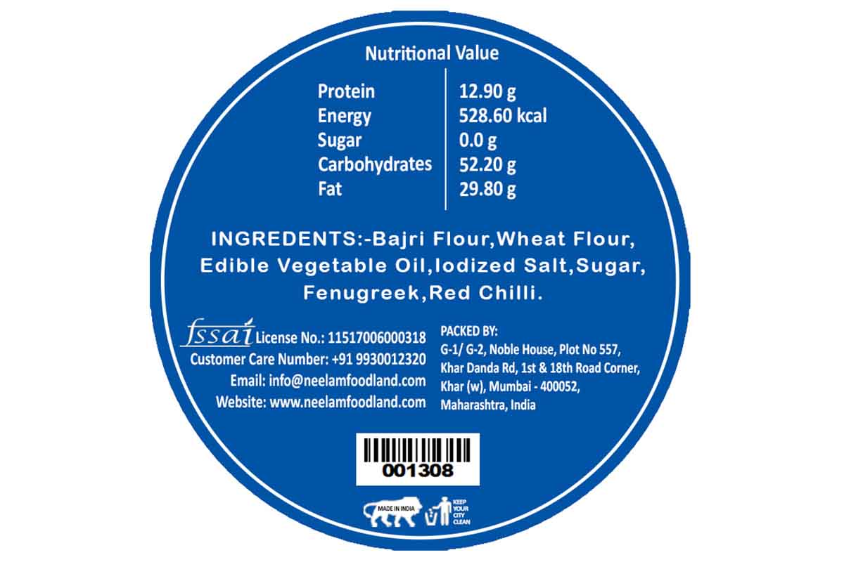 Roasted Bajra Methi Bhakri 200 Gm