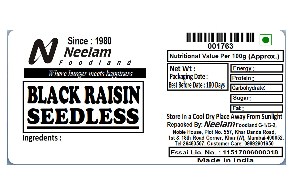 Black Raisin Seedless 500 Gm