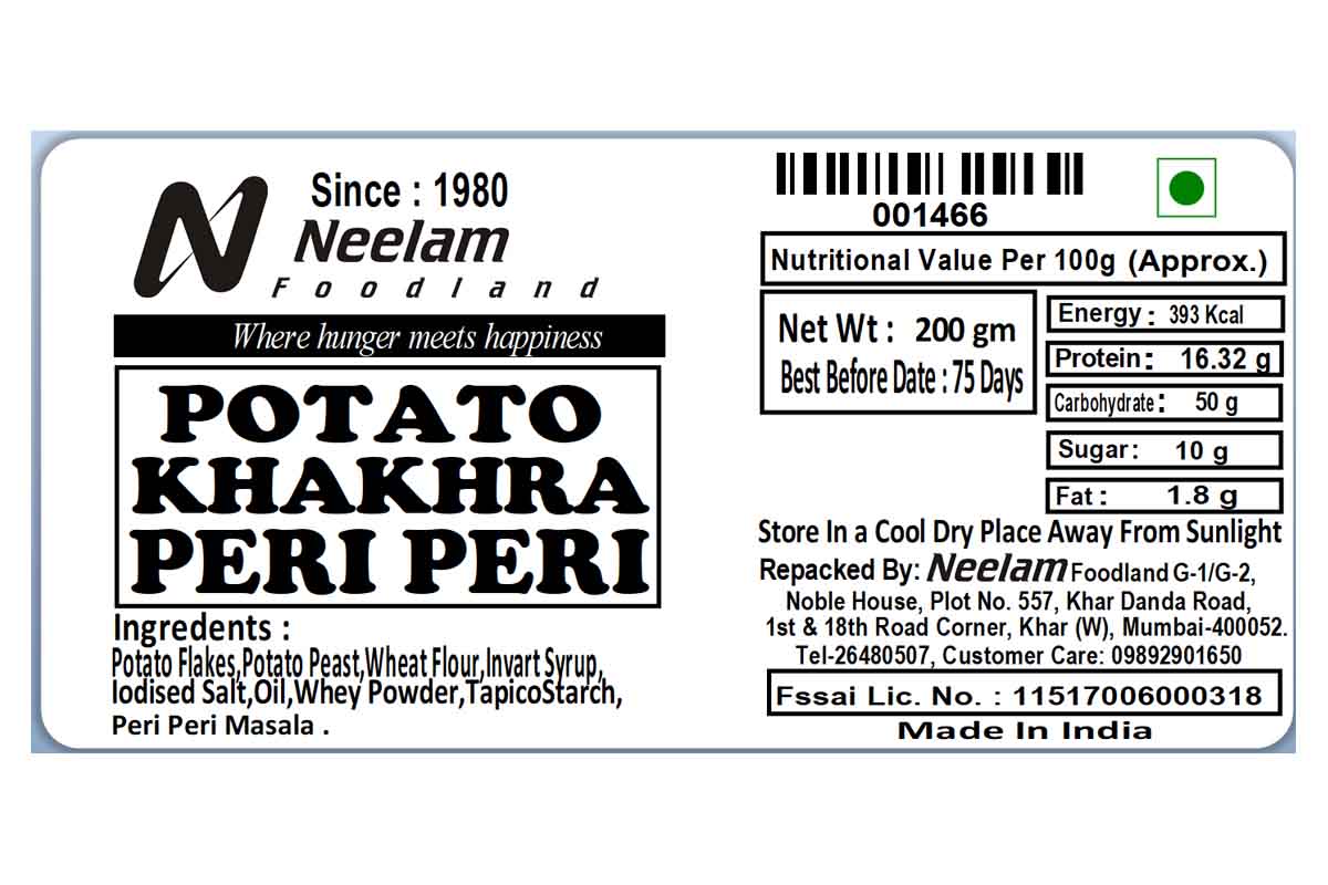Potato Khakhra Peri Peri 200 Gm