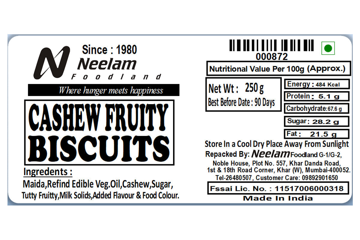 Cashew Fruity Biscuits 250 Gm