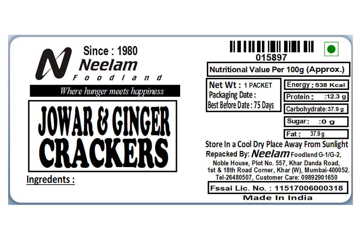 Jowar & Ginger Crackers 125 Gm
