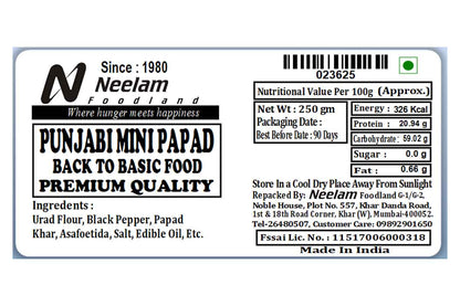 Punjabi Mini Papad 250 Gm
