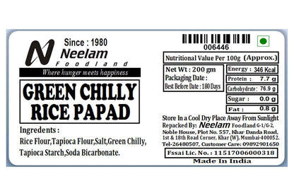 Rice Papad Green Chilly 200 Gm