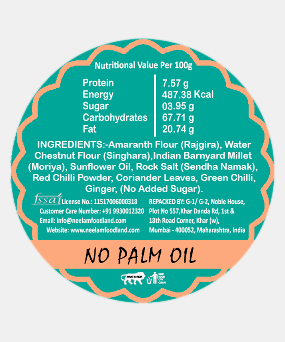 Gluten Free Kothmir Chilli Bhakhri With Sunflower Oil 200 Gm