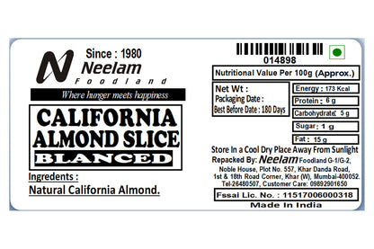 Blanched California Almond Sliced 100 Gm