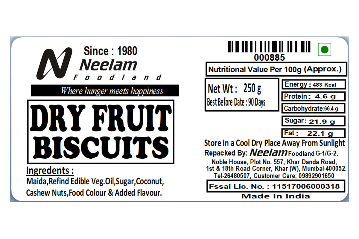 Dry Fruit Biscuits 250 Gm