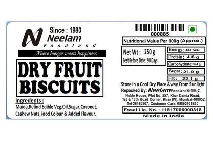 Dry Fruit Biscuits 250 Gm