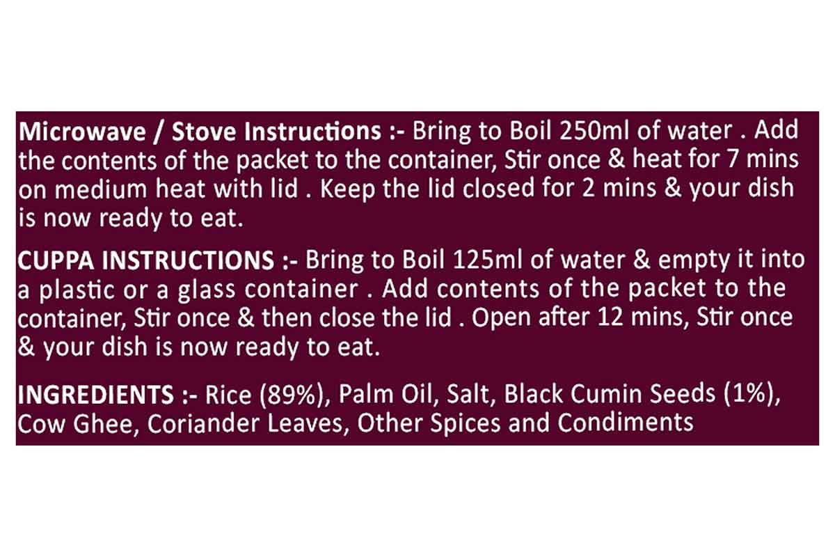 Neelam Freeze Dried Jeera Rice 95 Gm