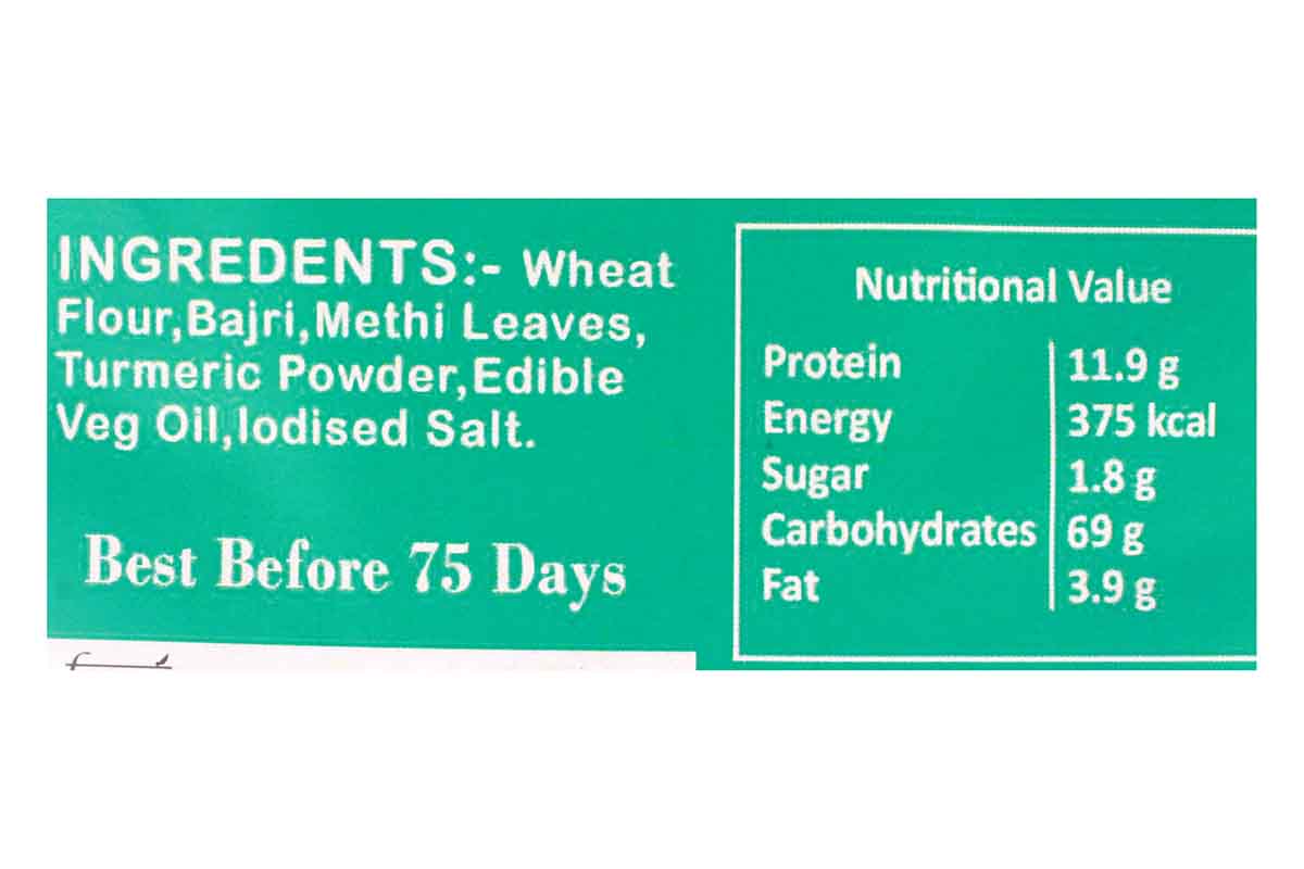 Roasted Tawadi Bajra Methi Khakhra 200 Gm