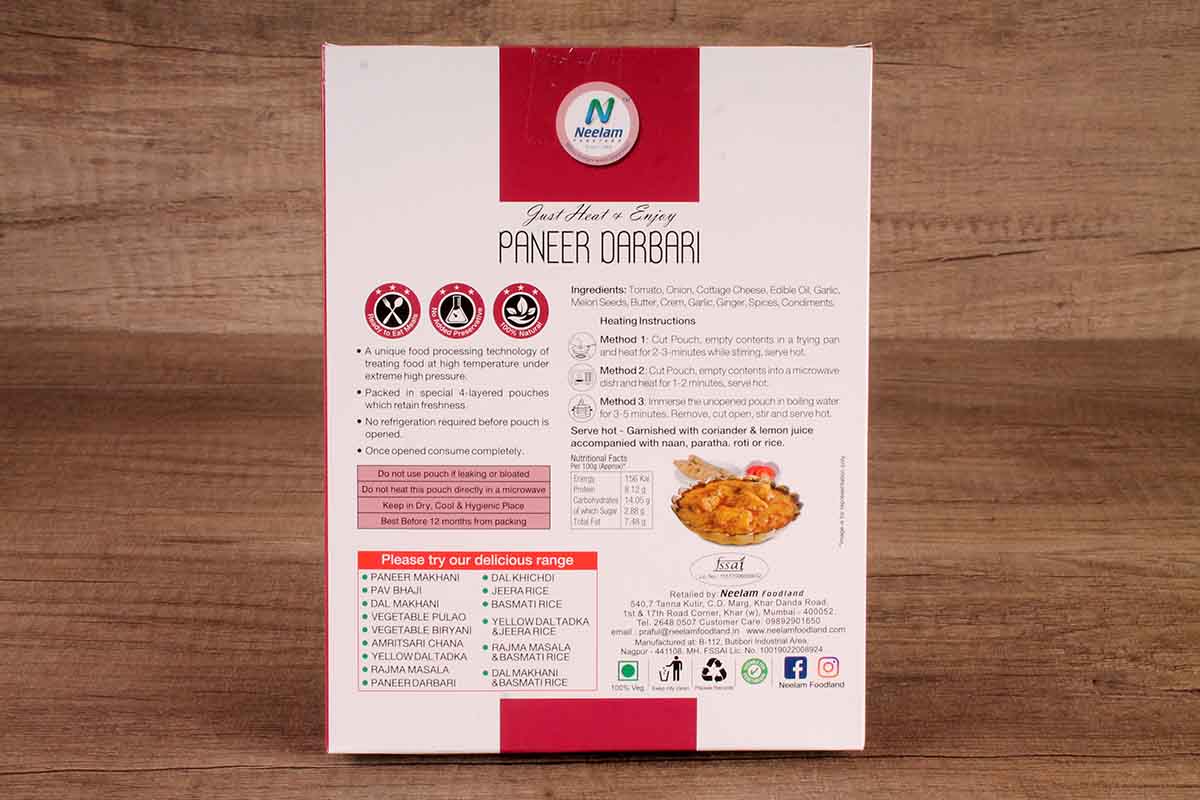 Neelam Paneer Darbari Heat & Eat 285 Gm