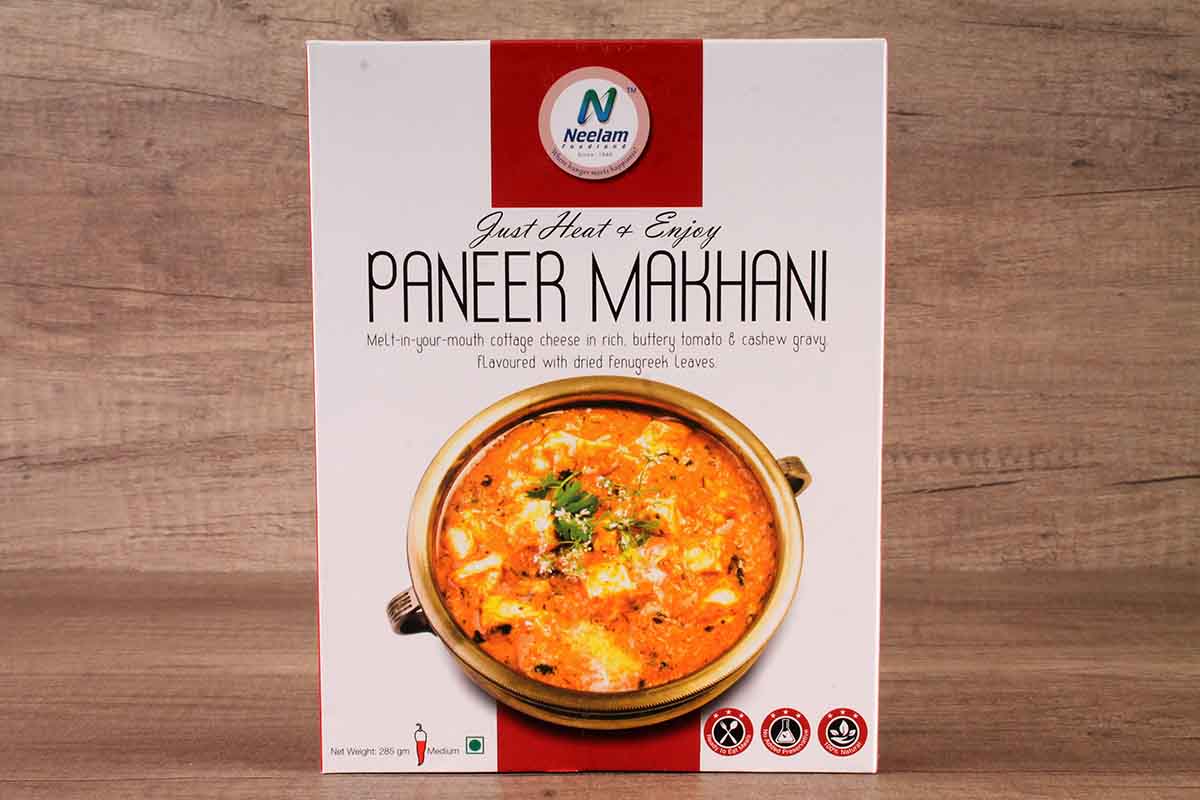 A packet of Ready to eat Paneer Makhani, just heat & eat! Medium spicy, serves 2. Perfect for travelers and students abroad.