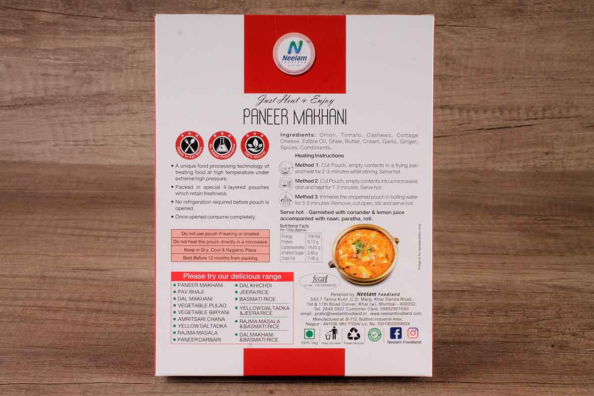Neelam Paneer Makhani Heat & Eat  285 Gm