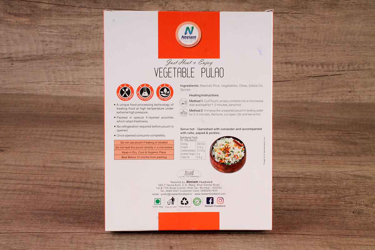 Neelam Vegetable Pulao Heat & Eat 250 Gm