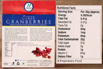 Premium Sliced Cranberries 250 Gm
