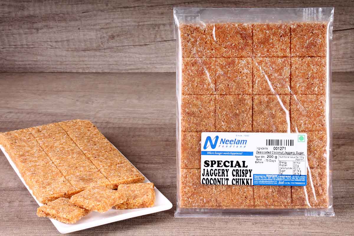 Jagerry Crispy Coconut Chikki Thin 200 Gm