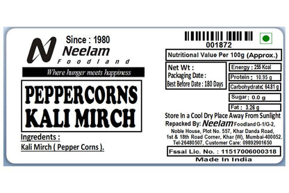Whole Black Pepper/Kalimiri 100 Gm