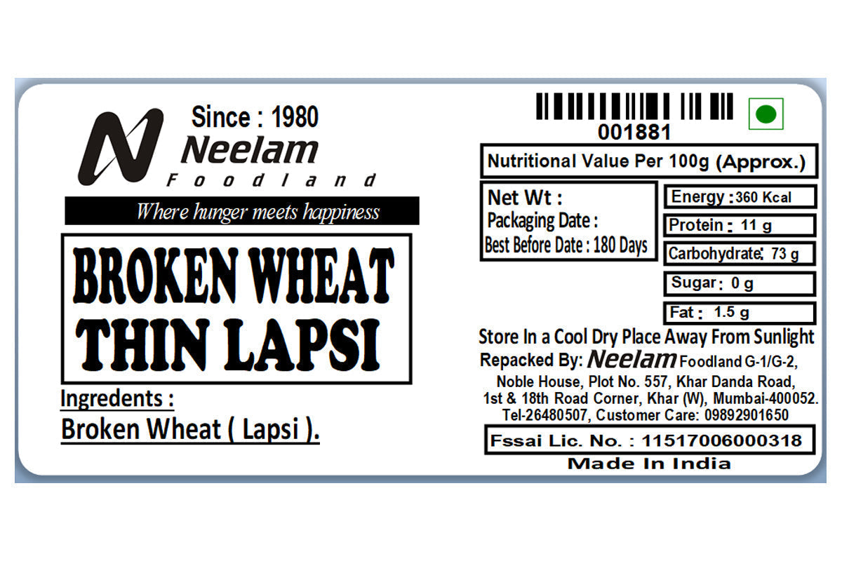 Wheat Broken Daliya/Thin Lapsi 500 Gm