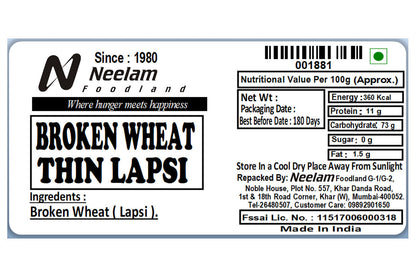 Wheat Broken Daliya/Thin Lapsi 500 Gm