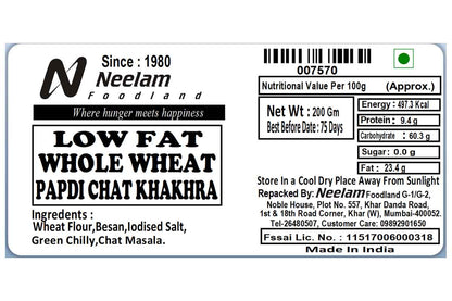 Whole Wheat Papdi Chat Khakhra 250 Gm