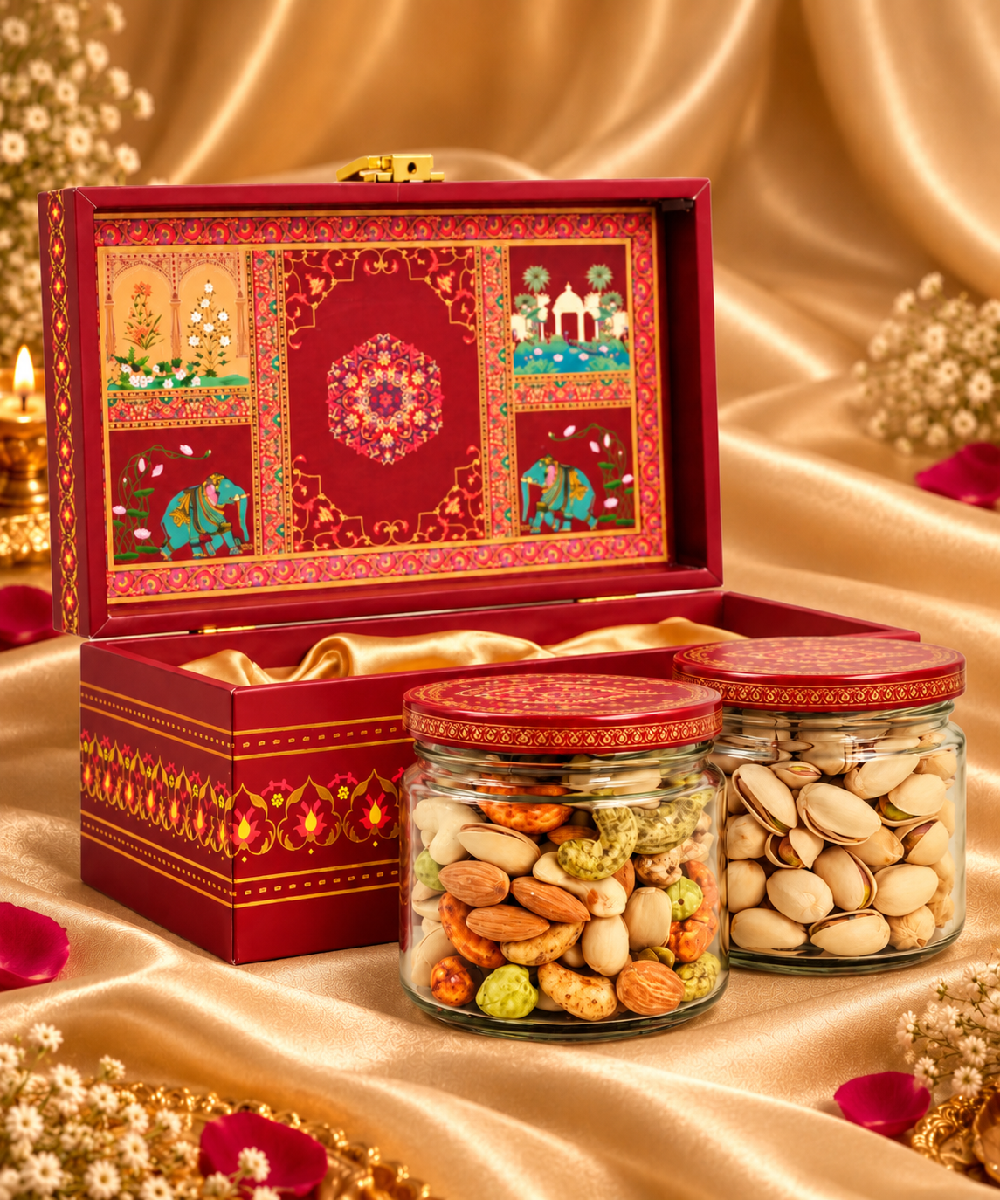 Maroon Gift Hamper 2 Jar  Khokha Box 310 Gm