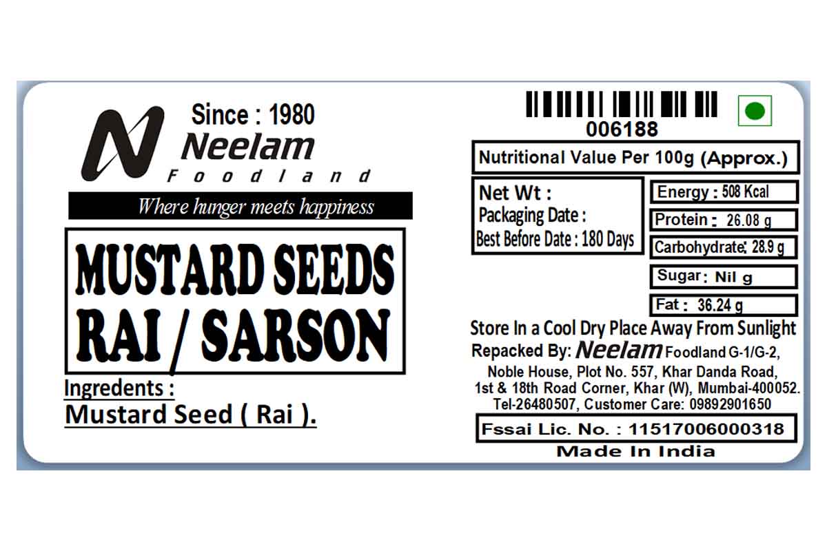 Whole Mustard Seeds/Rai/Sarson 100 Gm