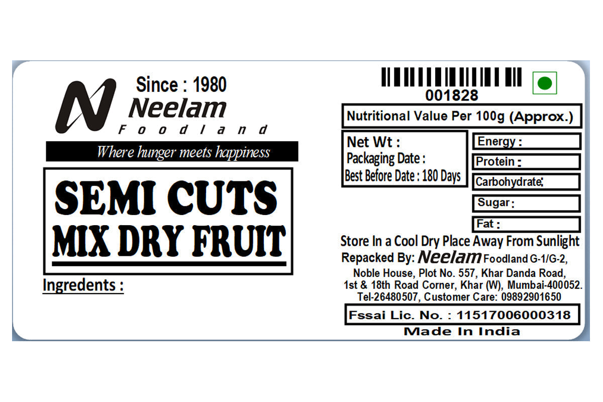 Mix Dry Fruit Semi Cuts 250 Gm