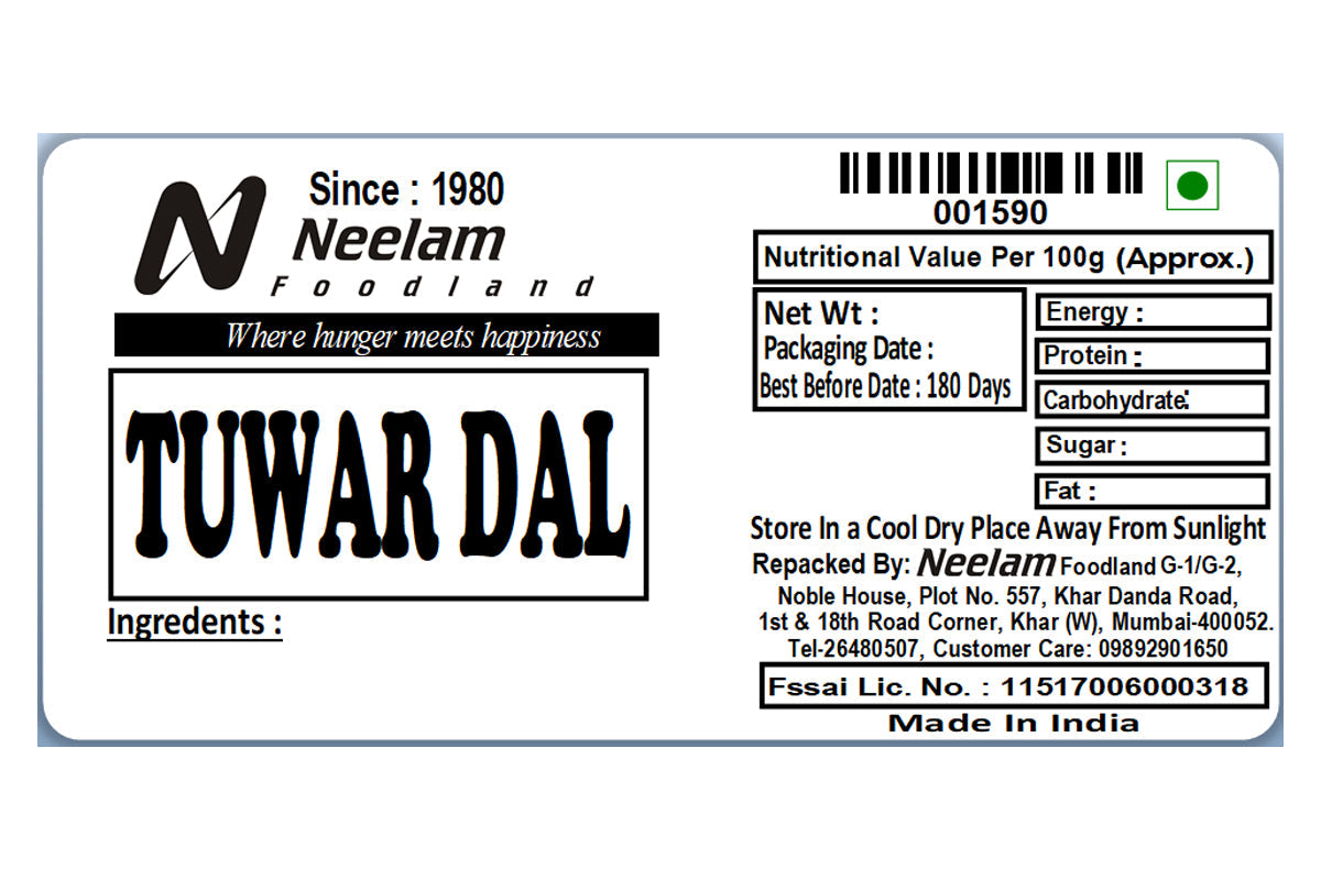 Yellow Spilit Pigeon Peas/Toor/Tuwar Dal 500 Gm