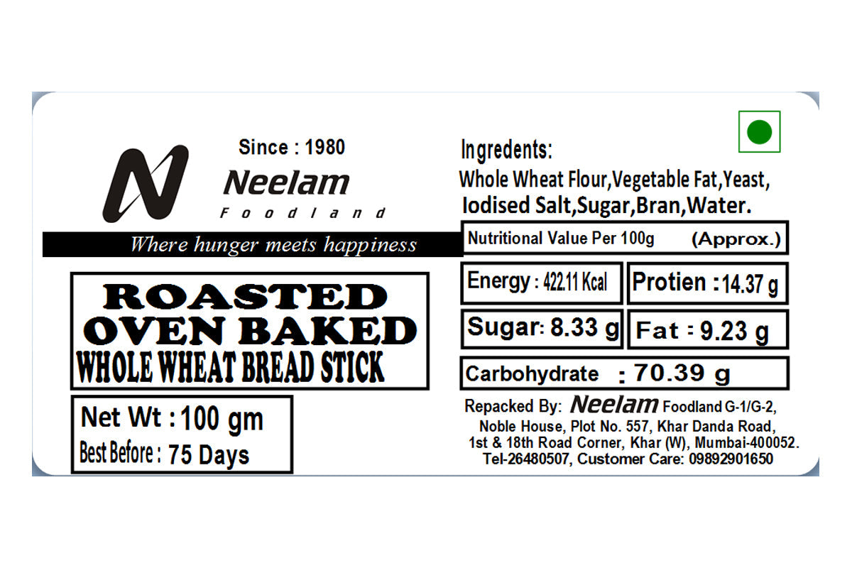 Roasted Whole Wheat Bread Stick 100 Gm