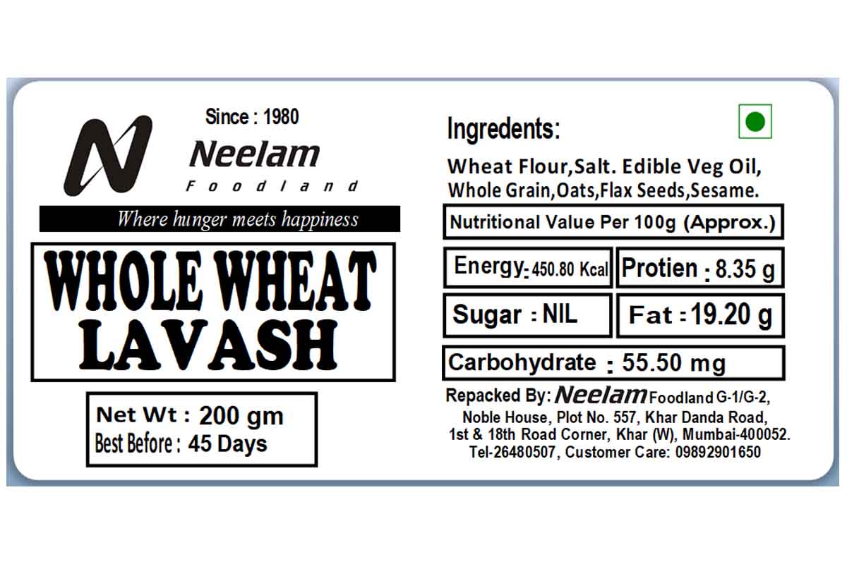 Whole Wheat Lavash 200 Gm