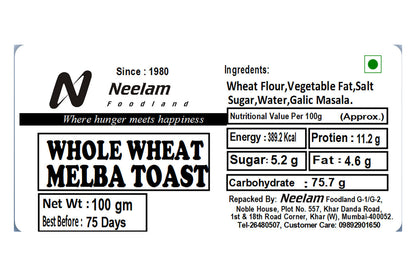 Whole Wheat Melba Toast 100 Gm