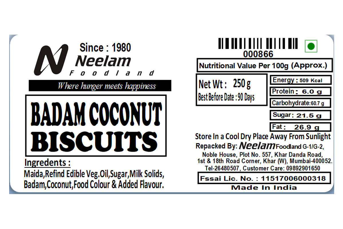 Badam Coconut Biscuits 250 Gm