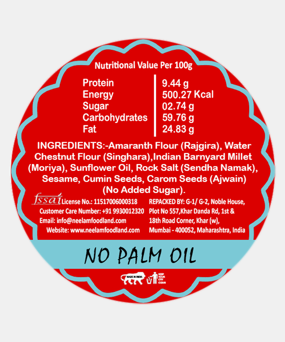 Gluten Free Farali Jeera Ajwain Bhakhri 200 Gm