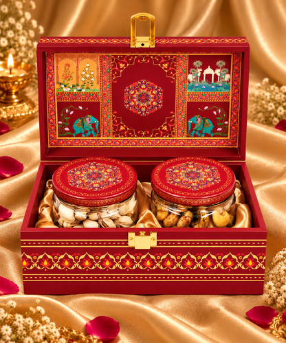 Maroon Gift Hamper 2 Jar  Khokha Box 310 Gm