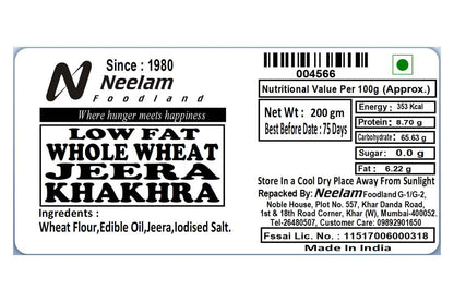 Whole Wheat Jeera Khakhra Mini 200 Gm