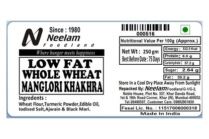 Whole Wheat Manglori Khakhra 250 Gm