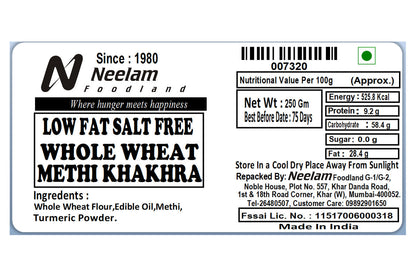 Salt Free Methi Khakhra 250 Gm