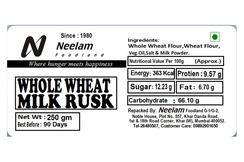 WHOLE WHEAT MILK TOAST 250 GM