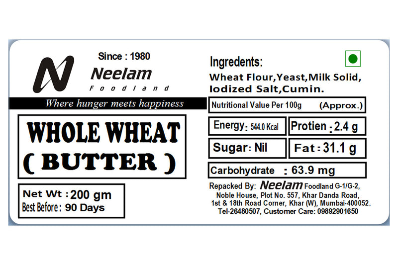WHOLE WHEAT BUTTER 200 GM
