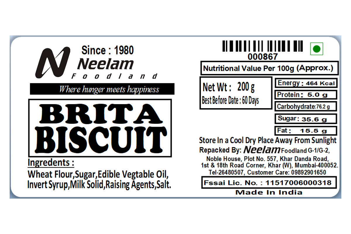 BRITA BISCUITS 200 GM